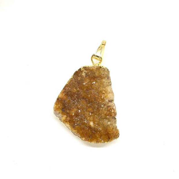 Natural stone pendant necklace gold chain Irregular crystal design