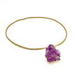 Purple Raw Crystal Pendant Necklace Gold Chain