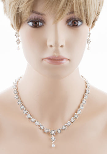 Bridal Pearl Rhinestone Jewelry Set