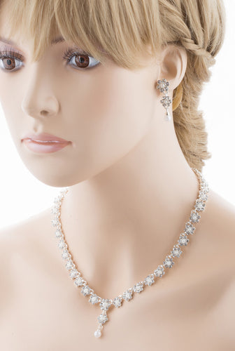 Bridal Pearl Rhinestone Jewelry Set