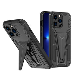 Funda rígida con soporte y protección de grado militar para iPhone 13 Pro Max (negro)