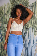 Bralette tipo corsé de encaje de corte largo