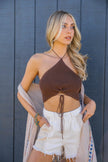 Bralette de encaje con cuello halter