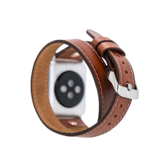 Leeds Double Tour Slim with Rose Gold Bead Apple Watch Leather Straps