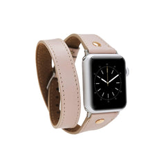 Leeds Double Tour Slim with Rose Gold Bead Apple Watch Leather Straps