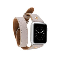 Leeds Double Tour Slim with Rose Gold Bead Apple Watch Leather Straps