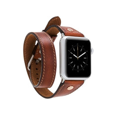 Leeds Double Tour Slim with Rose Gold Bead Apple Watch Leather Straps