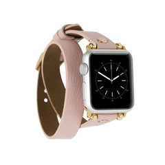 Leeds Double Tour Slim with Rose Gold Bead Apple Watch Leather Straps