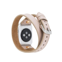 Leeds Double Tour Slim with Rose Gold Bead Apple Watch Leather Straps