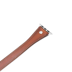 Leeds Double Tour Slim with Silver Bead Apple Watch Leather Straps