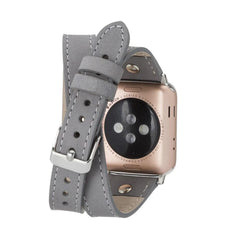 Leeds Double Tour Slim with Silver Bead Apple Watch Leather Straps