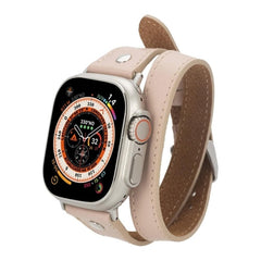 Leeds Double Tour Slim with Silver Bead Apple Watch Leather Straps