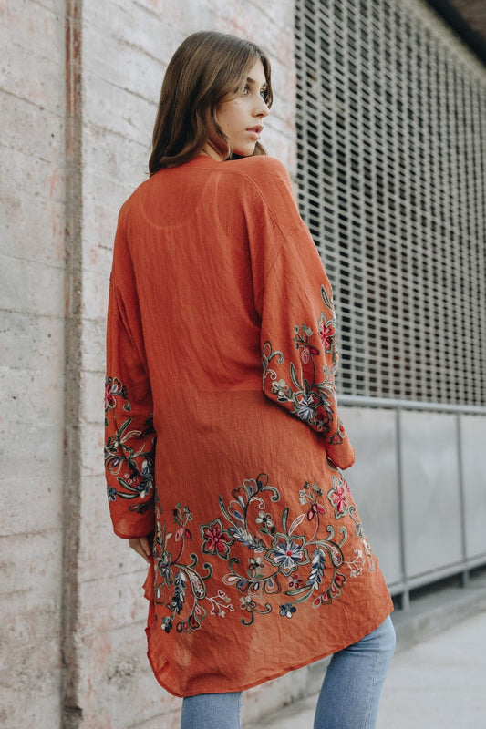 Long Sheer Floral Kimonos.