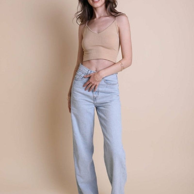 Women Ribbed Crop Tank Top Sleeveless Stretch Casual Wear