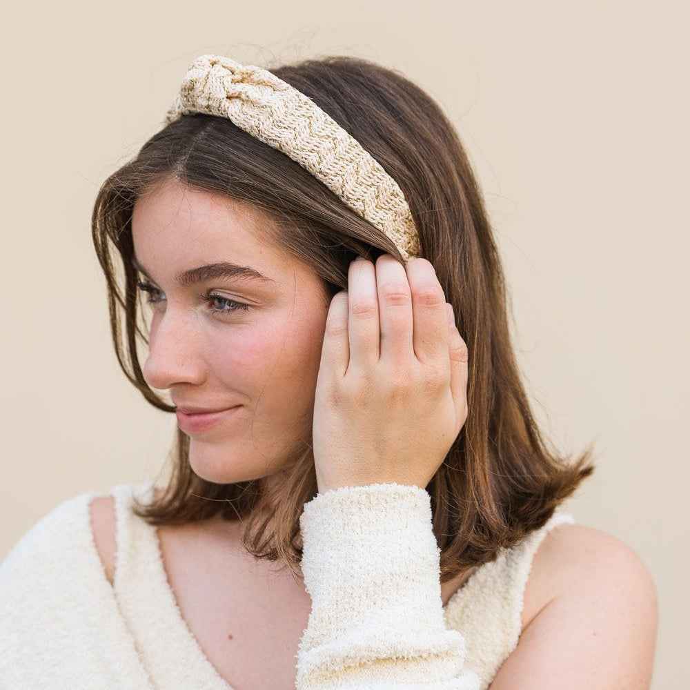 Lurex Basketwoven Top Knot Headband