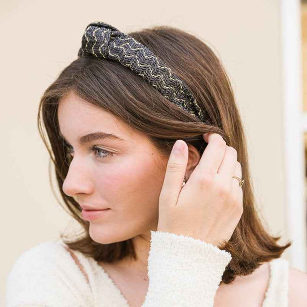 Lurex Basketwoven Top Knot Headband