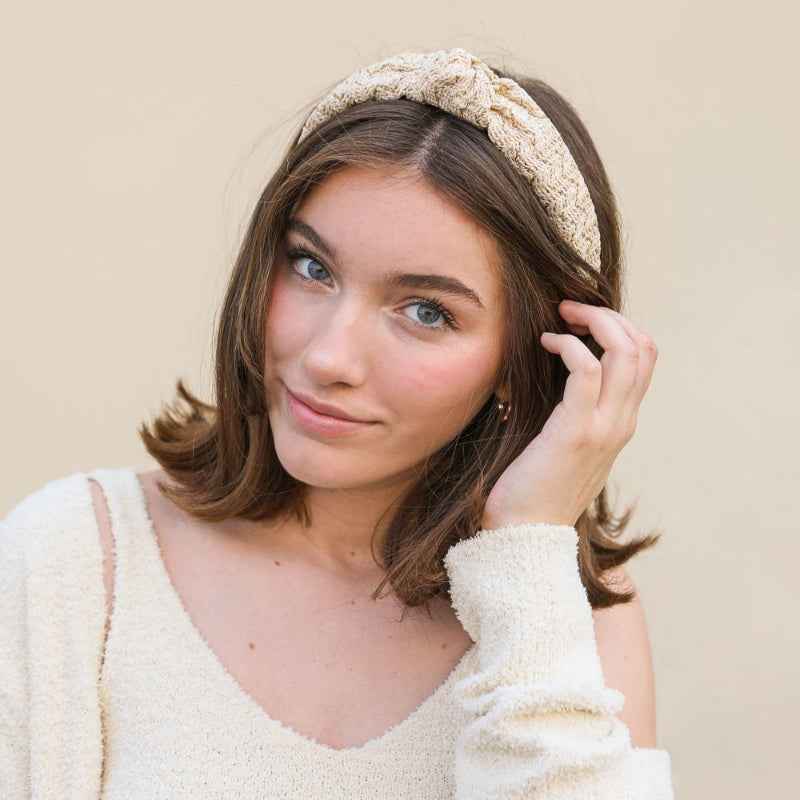 Lurex Basketwoven Top Knot Headband