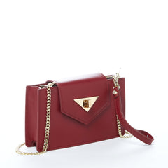 Mary Small Sac bandoulière en cuir avec dragonne Bordeaux 