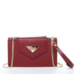 Mary Small Sac bandoulière en cuir avec dragonne Bordeaux 