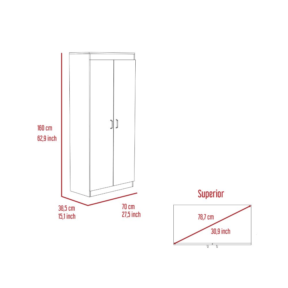 Pantry Cabinet, Five Shelves, White Finish.