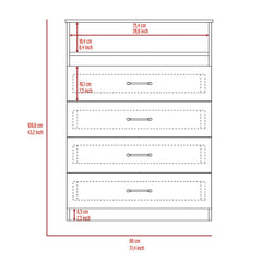 Dresser Atlanta, Four Drawers, White Finish