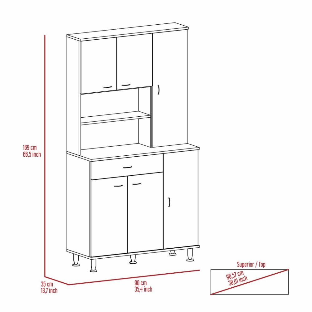 Kitchen Pantry, Double Door Cabinet, Black Wengue Finish