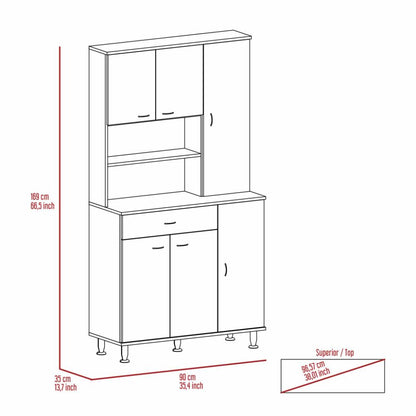 Kitchen Pantry, Double Door Cabinet, Black Wengue Finish