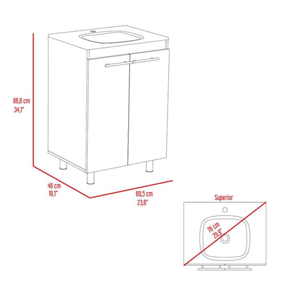 Floor Cabinet, Double Door, White Finish.