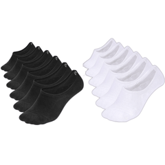 Chaussettes invisibles Comfort Rich pour hommes - Coton noir et blanc, taille 10-13