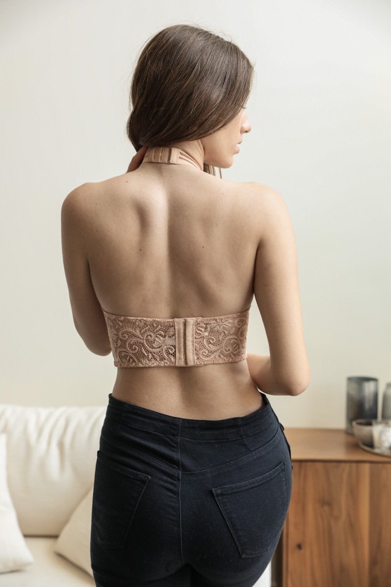 Bralettes de cuello alto de malla