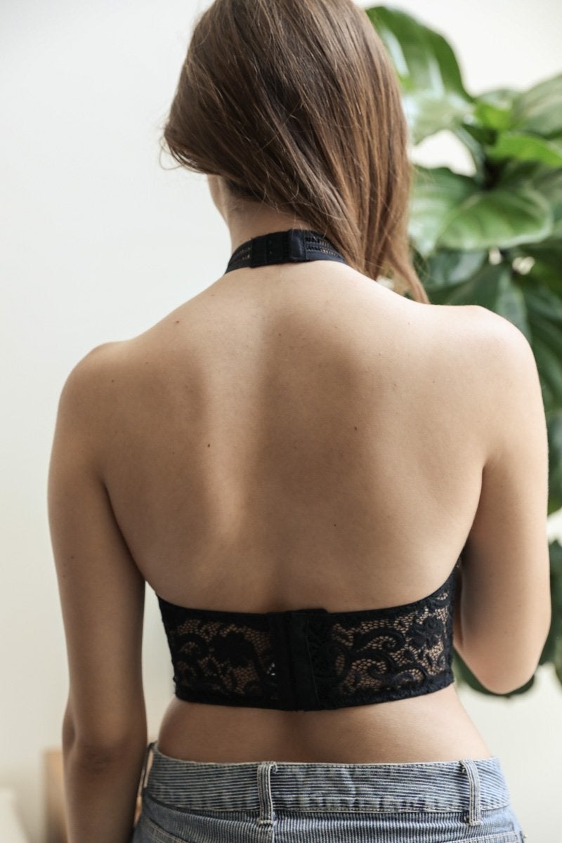Bralettes de cuello alto de malla