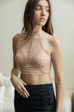 Bralettes de cuello alto de malla