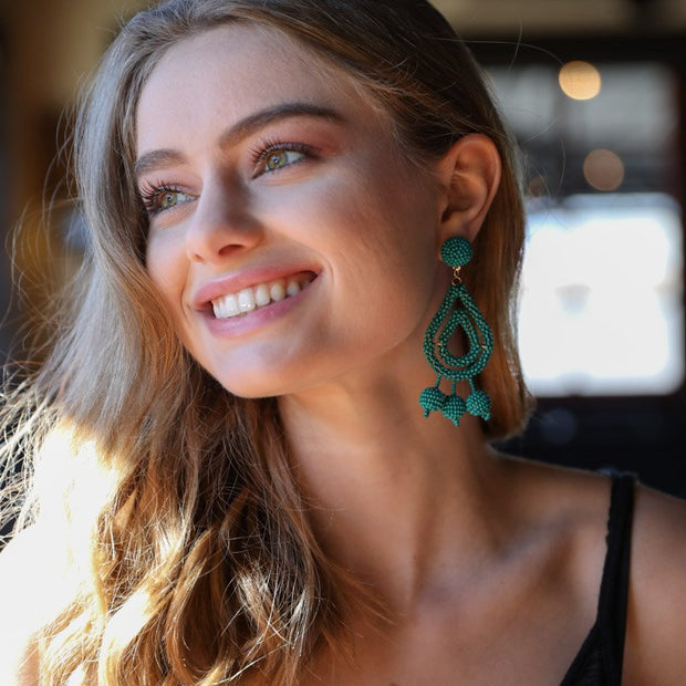 Boucles d'oreilles pendantes à micro-perles