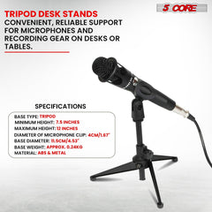 5Core Tripod Desktop Mic Stand Universal Desk Microphone Holder Table