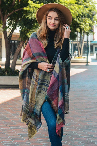 Plaid Ruana Wrap