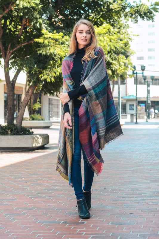 Plaid Ruana Wrap