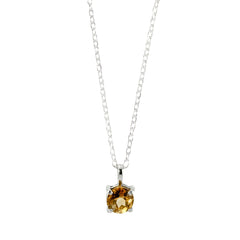 Brilliant Citrine Basket Sterling Silver Pendant Necklace