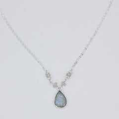 Rainbow Moonstone Beaded Teardrop Pendant Necklace