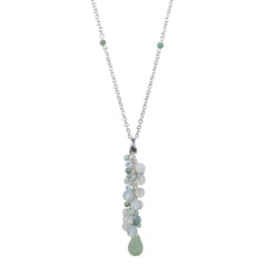 Frosty Opalite and Amazonite Drop Charm Necklace