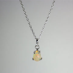 Ethiopian Opal Pear Sterling Silver Pendant Necklace