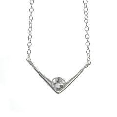 White Topaz Chevron Sterling Silver Necklace