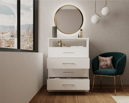 Dresser, Four Drawers, White Finish.