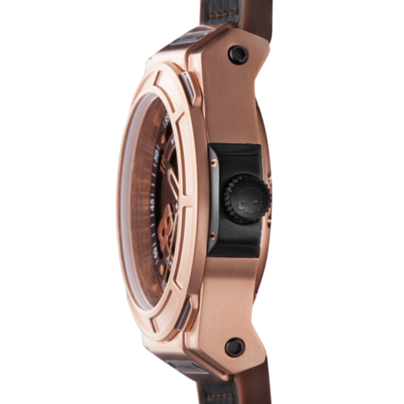 Montre marron en or rose
