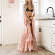 Women Printed Long Kimono Cardigan Sheer Cover Up