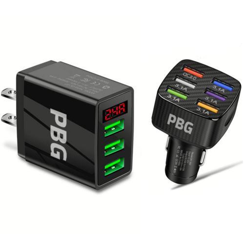 Chargeur mural à LED PBG à 3 ports et chargeur de voiture à 6 ports