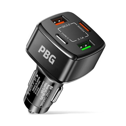 PBG 4-Port Car Charger: 2 PD & 2 USB - Fast, Universal Charging