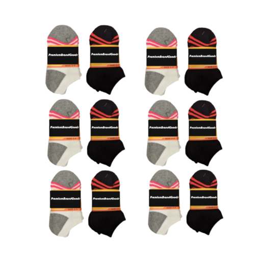 Chaussettes basses en coton mélangé pour enfants PBG, tailles 2 à 4, noir et blanc.