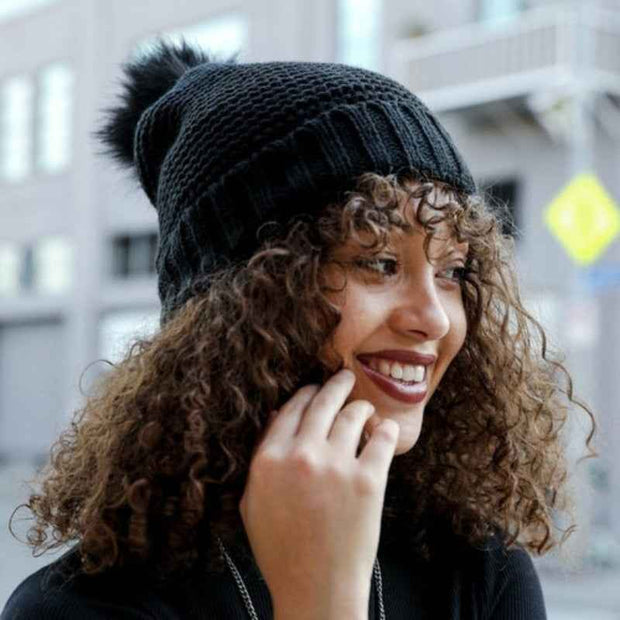 Soft Knit Pom Beanie – Warm & Stretchable Winter Hat