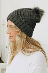 Pom Beanie with Faux Sherpa Lining