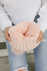 Pom Beanie with Faux Sherpa Lining